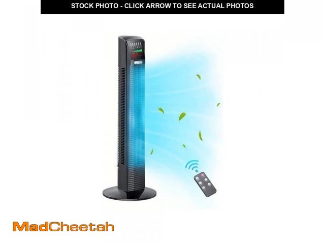 Lot 74-12032167 - HOMLUX 34.6 in. 3-Fan Speeds Tower Fan in Black with Oscillation Cooling and Automatic Mode - UNUSED