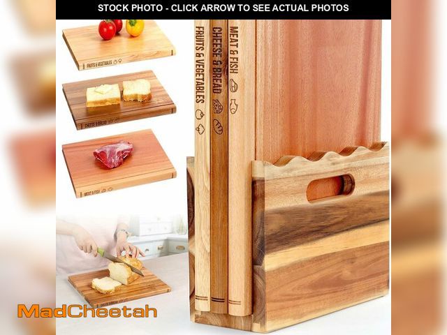 Lot 74-14473846 - Book Cutting Board Set of 3 with Stand-The Cutting Board Library, Solid Wood Book-Shaped Boards for ...