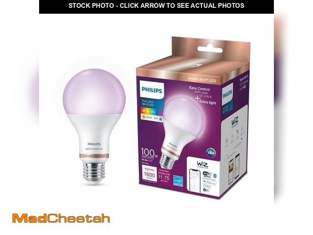 Lot 74-14114029 - Philips 100-Watt Equivalent A21 LED Smart Wi-Fi Color Changing 2700 (K) Light Bulb powered by WiZ wi...