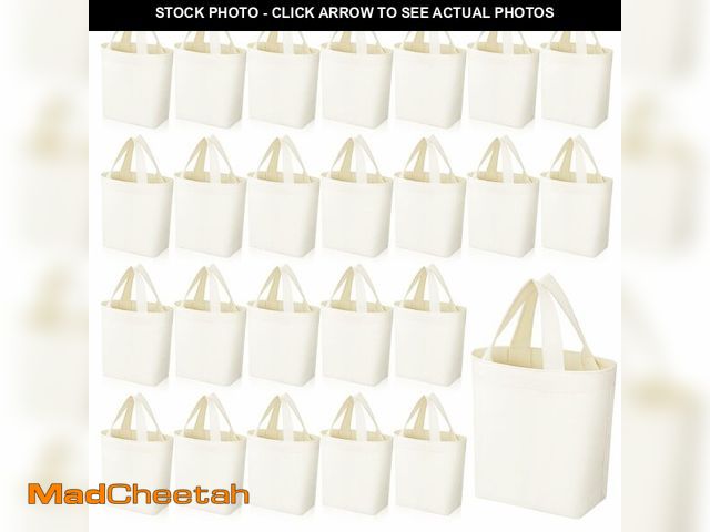 Lot 74-12709131 - Amylove 24 Pcs Mini Tote Bag Sublimation Blank Canvas Tote Bags Reusable Grocery Luggage DIY Sack Go...