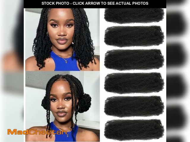 Lot 74-12801483 - Youngther Afro Kinkys Bulk Hair 16 inch 6 Packs Natural Black Kinky twist hair for Dreadlocks extens...