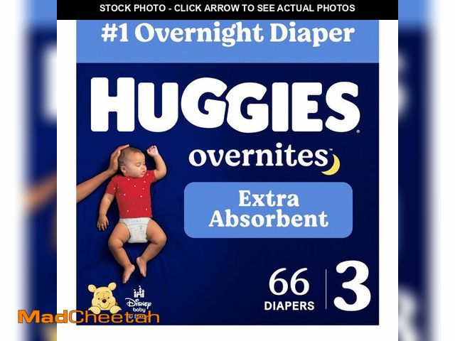 Lot 74-14381522 - Huggies Overnites Size 3 Overnight Diapers (16-28 lbs), 66 Ct, Packaging May Vary - UNUSED