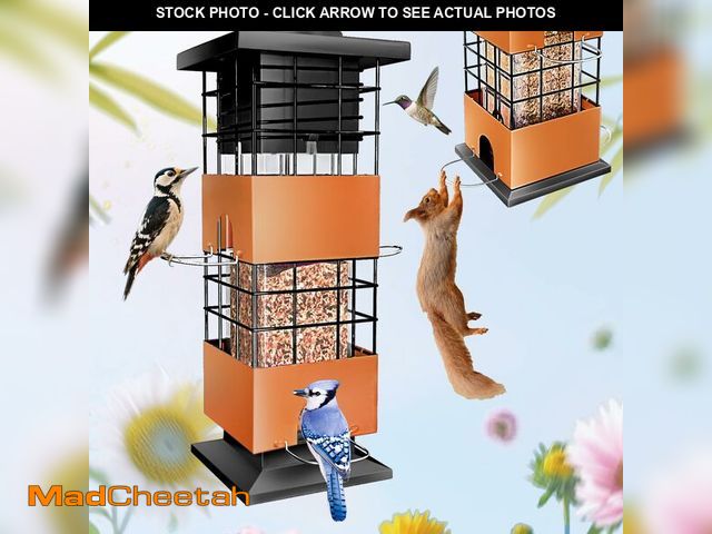 Lot 74-14213793 - Squirrel Proof Bird Feeder,3Lbs Metal Birdfeeders Squirrel Proof with 4 Feeding Ports for Outside, C...