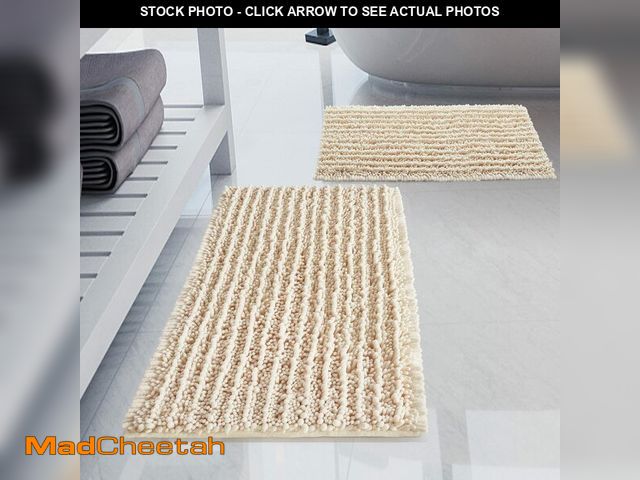 Lot 74-12436815 - H.VERONNEX Luxury Chenille Cream Bathroom Rugs Sets 2 Piece, Thickened Hot Melt Rubber Bottom Bath M...