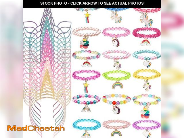 Lot 74-12322696 - 36 Pcs Unicorn Party Favors Headbands for Girls Colorful Unicorn Bracelet Christmas Kids Gifts Rainb...