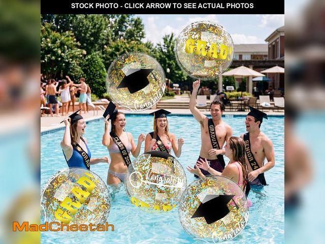 Lot 74-14154474 - Vertintong Gold 10 Pcs 16 Inch 2026 Graduation Beach Balls Pool Floats Inflatable Grad Beach Ball Co...