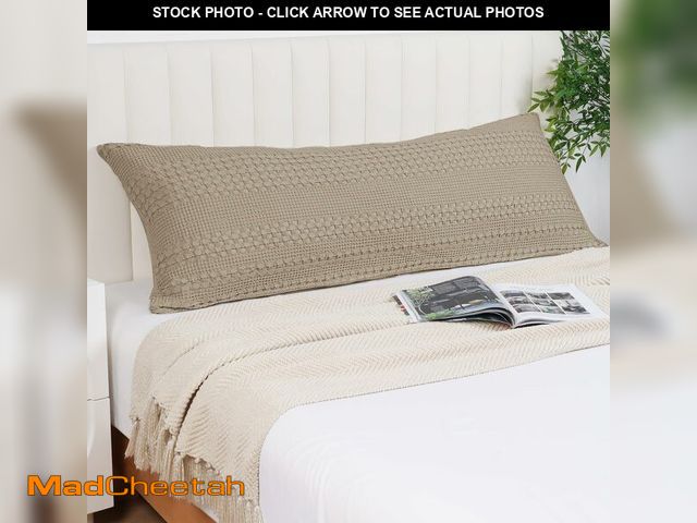 Lot 74-12715953 - PHF 100% Cotton Waffle Body Pillowcase with Zipper, 1 Pack 20" x 54" Soft Skin-Friendly Pillow Sham,...