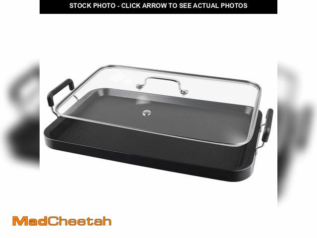 Lot 74-12707036 - Vayepro 2-Burner Griddle Pan with Glass Lid - Nonstick Stovetop Griddle for Gas, Glass Stove Top - A...