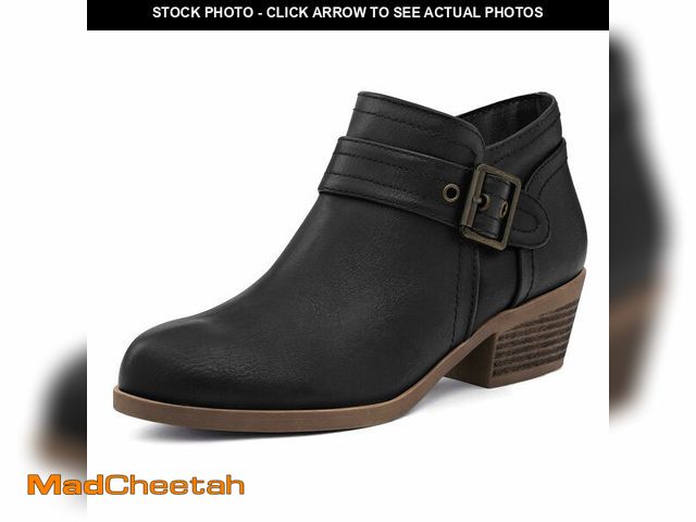 Lot 74-14270385 - mysoft Women's Ankle Boots Low Chunky Stacked Heel Comfortable Round Toe booties with Side Zipper Sh...