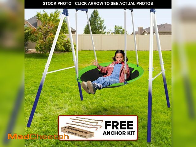 Lot 74-12782631 - Sportspower Deluxe 45" Kids Outdoor Flying Saucer Swing with 6.1' Weather-Resistant Powder-Coated St...