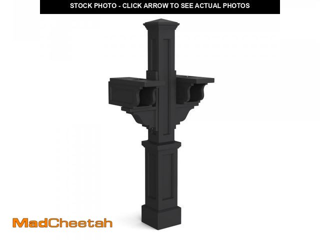 Lot 74-12170843 - Mayne Rockport Double Arm Mail Post - Black - 18in L x 23in W x 56.5in H - Standard Post, 2x Paper H...