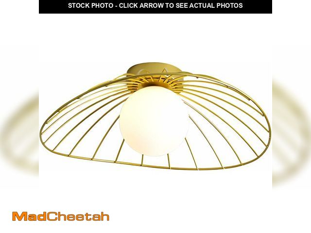 Lot 74-14347610 - BOKT Gold Farmhouse Semi Flush Mount Ceiling Light Cage Hallway Ceiling Lamps Milk Glass Flush Mount...