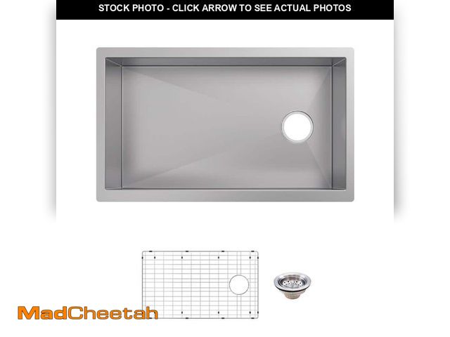 Lot 74-14112246 - Glacier Bay Professional Zero Radius 32 in. Undermount Single Bowl 16 Gauge Stainless Steel Kitchen ...