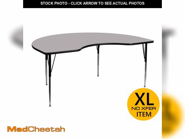 Lot 74-14611284 - (MISSING LEGS,HARDWARE) Flash Furniture 72x48 in Kidney Activity Table, Gray - UNUSED