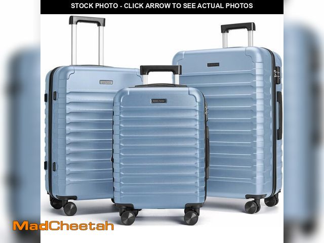 Lot 74-14347983 - LIGHT FLIGHT Luggage Sets, 3 Piece Durable Suitcase Set with Spinner Wheels, 3 Pcs Hard Shell Lightw...