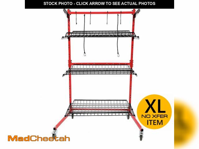 Lot 74-12787222 - ALMULOO Auto Body Parts Storage Rack 3 Shelf Cart Storage Rack Stand with Locking Casters for Repair...