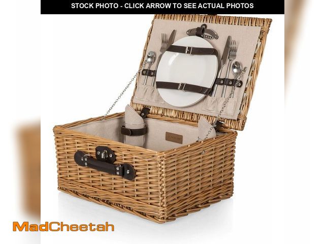 Lot 74-12664568 - PICNIC TIME Classic Picnic Basket for 2, Romantic Picnic for 2, Wicker Picnic Set, (Beige Canvas) - ...