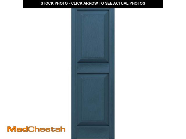 Lot 74-12684883 - Builders Edge 14.75 in. x 55 in. Raised Panel Vinyl Exterior Shutters Pair in Classic Blue - UNUSED