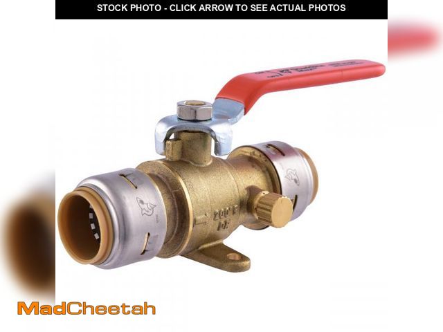 Lot 74-12312761 - SharkBite Max 3/4 Inch Ball Valve with Drain Vent and Mounting Bracket, Push to Connect Brass Plumbi...