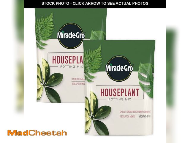 Lot 74-14270097 - Miracle-Gro Houseplant Potting Mix - Fertilized Soil, Designed to be Less Prone to Gnats, 4 qt. (2-P...