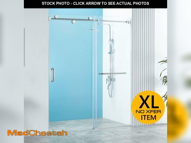 Lot 74-12569613 - (MISSING HARDWARE) YTTSOYTS 56-60" W x 76" H Frameless Sliding Shower Door, Frameless Shower Door, S...