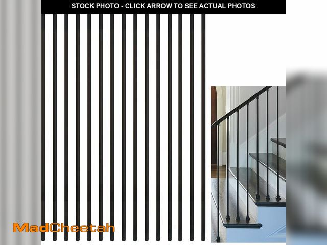 Lot 74-13697621 - 15 Pcs Wrought Iron Balusters,1/2" x 44" Straight Hollow Iron Baluster for Staircase Remodel, Matte ...