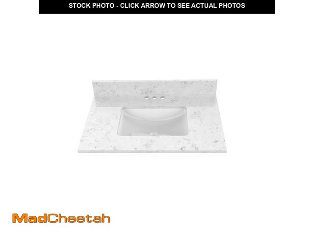 Lot 74-13604983 - Home Decorators Collection 31 in. W x 22 in D Quartz White Rectangular Single Sink Vanity Top in Sno...