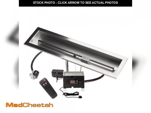 Lot 74-12517673 - Celestial Fire Glass 30 in. x 6 in. Remote Control Fire Pit Burner Kit, Stainless Steel, Electronic ...