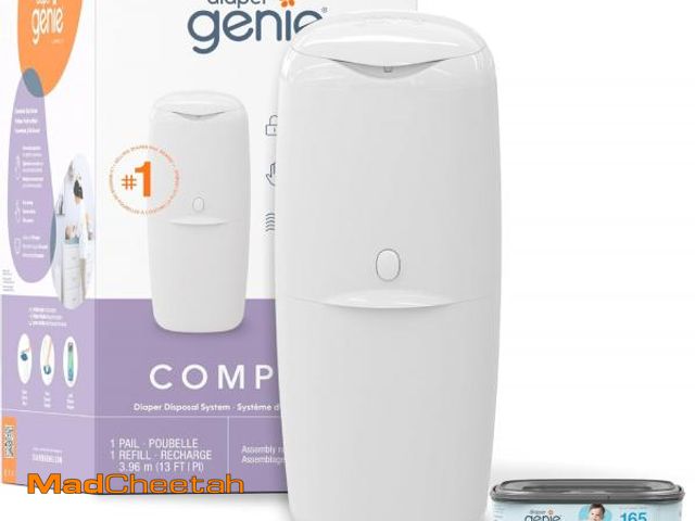 Lot 74-12510067 - Diaper Genie Compact Pail Includes 1 Starter Square Refill That can Hold up to 165 Newborn-Sized Dia...