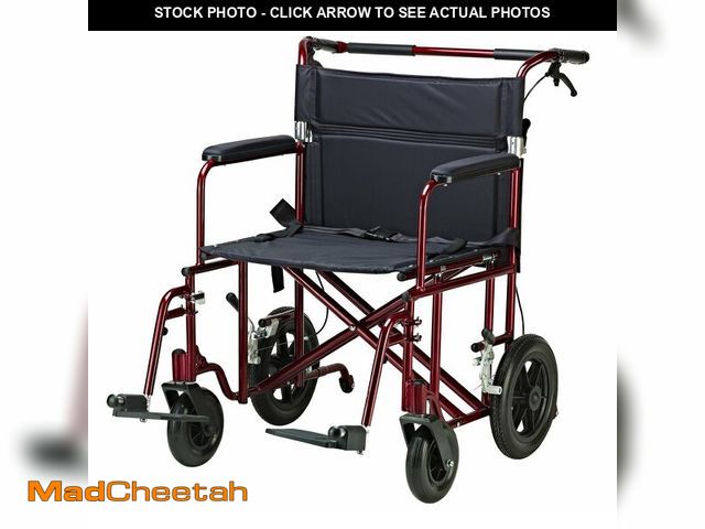 Lot 74-14602694 - Drive Medical Bariatric Transport Chair FoldingOutdoorFull Length Arms with 12 Inches Rear Flat Free...
