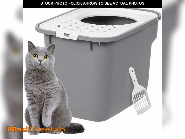 Lot 74-14348808 - IRIS USA Large Top Entry Cat Litter Box with Lid, Enclosed Covered Cat Litter Box for Indoor Cats, D...