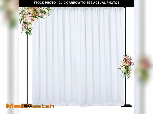 Lot 74-14386881 - Wokceer 10 FT Backdrop Stand Heavy Duty Pipe and Drape Kit, Adjustable Black Backdrop Stands for Wed...