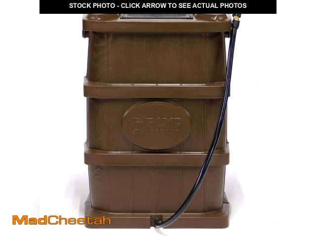 Lot 74-14312762 - FCMP Outdoor 45 Gal. Woodgrain Rain Barrel in Brown - UNUSED
