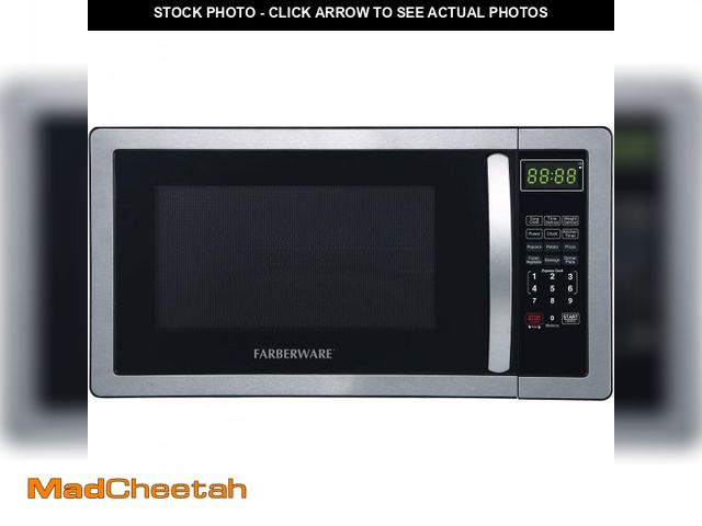 Lot 74-12136344 - Farberware Classic 1.1 Cu Ft Countertop Microwave, Stainless Steel/Black - UNUSED