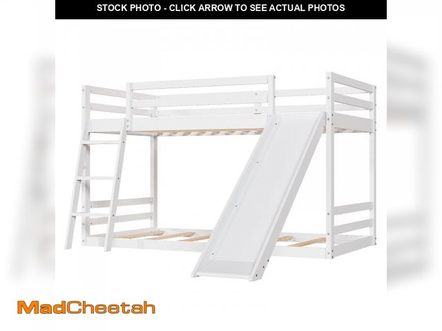 Lot 74-12265182 - Zimtown Bunk Bed Twin Over Twin,Kids Low Floor Bunk Bed with Slide for Children Boys Girls Dormitory...