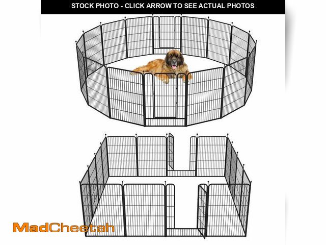 Lot 74-14371483 - Barebones 16-Panel Portable Dog Playpen, Heavy-Duty Metal Pet Fence with Doors for Indoor and Outdoo...
