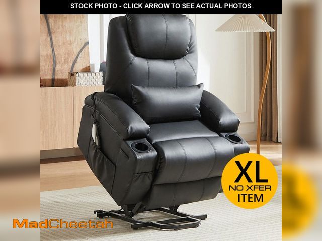 Lot 74-13648794 - Bestier 35 in. W Black Power Lift Recliner Chair with 8-Point Massage and Heating,Living Room Chair ...