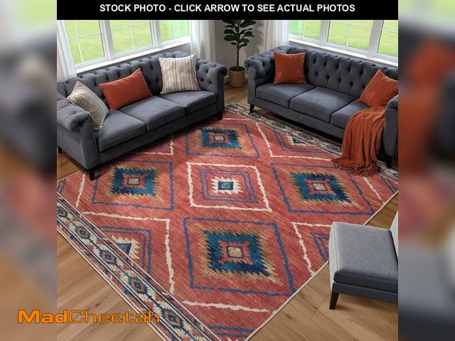 Lot 74-14067044 - Area Rug 6x9 Rug Machine Washable Non-Slip Low Pile Print Pattern Western Rug for Living Room Bedroo...