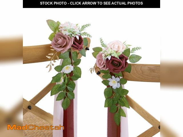 Lot 74-14208050 - DreamBuilt 10 Wedding Aisle Decorations for Ceremony - Burgundy Chair Flowers for Aisle Decor - Chur...
