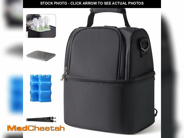 Lot 74-14050989 - NCVI Breastmilk Cooler Bag with 2 Ice Pack, Breast Pump Bag with Cooler Fits 6 Bottles, Double Layer...