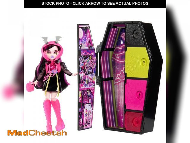 Lot 74-11553845 - Monster High Skulltimate Secrets Neon Frights Doll &amp; Accessories, Draculaura with Dress-Up Locke...