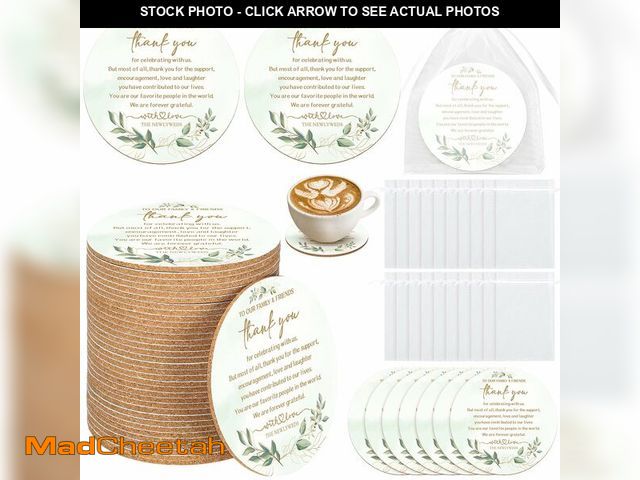 Lot 74-12973350 - Hushee 200 Pcs Wedding Favors for Guests Cork Coasters Bulk Thank You for Celebrating with Us Party ...