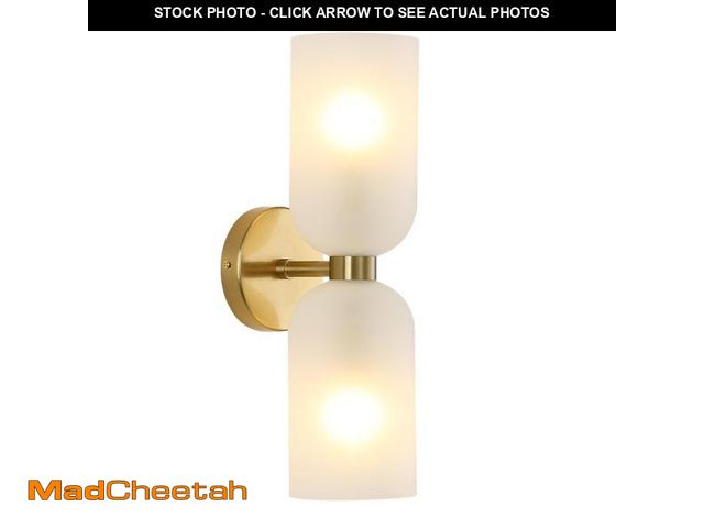 Lot 74-12305983 - EFINEHOME Minimalist 2-Light Gold Wall Sconces with Cylinder Glass Shades- Mid Century Vanity Wall D...