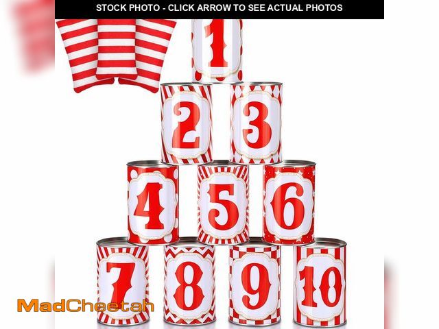 Lot 74-14212692 - PullCrease 13 Pcs Carnival Can Game Bean Bag Toss Carnival Games with 10 Tin Cans and 3 Bean Bag for...