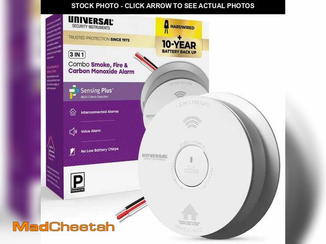 Lot 74-12692690 - Universal Security Instruments Hardwired and 10-Year Battery Combination Smoke and Carbon Monoxide D...