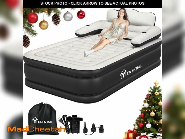 Lot 74-12829373 - YITAHOME FullXL Size Air Mattress with Headboard and Pump, 18in Blow Up Mattress with Carry Bag, Rep...