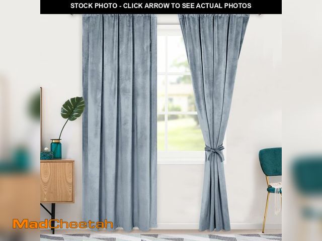 Lot 74-14148352 - Hiasan Velvet Curtains 90 inch Blackout Rod Pocket Thermal Insulated Soft Curtains Room Darkening Wi...