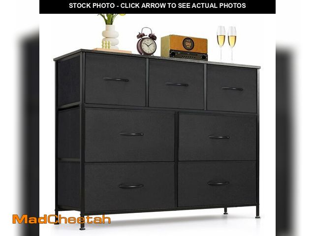 Lot 74-13844317 - 7-Drawer Dresser for Bedroom, Anti-Tip Wide Storage Organizer Fabric Chest of Drawers TV Stand for 4...