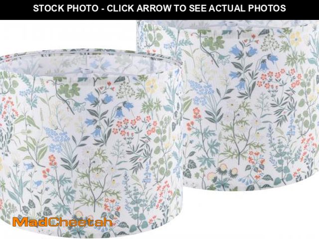 Lot 74-12307176 - GO&amp;SO 2pcs Floral Drum Lamp Shades For Table Lamps - 13" Top x 13" Bottom x 10" High(Spider), Mo...