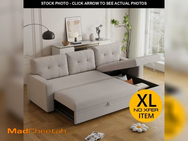 Lot 74-12785441 - (MISSING ARMRESTS CHAISE ) Acosure 82" Upholstered L-Shape Convertible Sofa with Storage Chaise &amp...